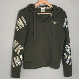 Pink Victoria’s Secret Bling Sequin Zip Up Hoodie